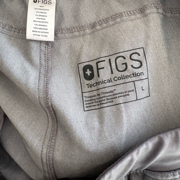 Figs Scrub Set - Heather GrayTechnical V-Neck Top with Pants - Picture 3 of 12